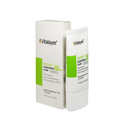 فلوئید ضد آفتاب پوست چرب ویتالیر (بی رنگ) حجم ۵۰ میلی لیتر - VITALAYER